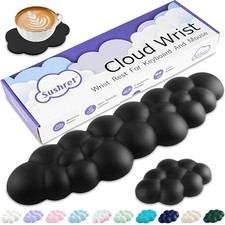 Cloud Wrist Rest Keyboard Pad Set Memory Foam Black Gaming picture