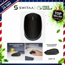 Logitech M170 Wireless Mouse, 2.4 GHz, Ambidextrous, Black, USB Receiver picture