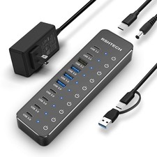 RSHTECH 10 Ports Powered USB 3.2/USB C Hub Splitter 60W with 3 x 10Gbps USB 3... picture