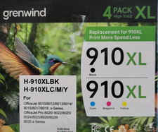 GRENWIND UK HP  910XL 4 Pieces Ink Cartidges Black Cyan Magenta Yellow MAY 2028 picture