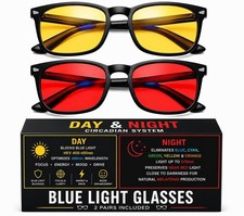 - Blue Light Blocking Glasses - Sunset Yellow Lens + Deep Night Red Lens, Tri... picture