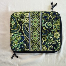 Vera Bradley Rhythm and Blues Zip Laptop Sleeve Navy Blue Green Paisley Floral picture
