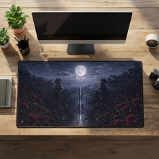 Gothic Moon Gate Rose Anime XXL Gaming Desk Mat 16x32