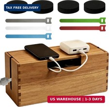 Acacia Wood Cable Management Box, Wooden Cord Hider Organizer for Power Strip, D picture