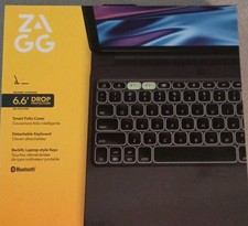 ZAGG Black Keyboard Folio Case Detachable Backlit Bluetooth Keys Cover picture