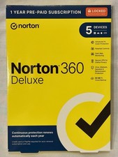 Norton 360 Deluxe - 5 Devices - 1 year pre-paid with Cloud Backup - Sealed box picture