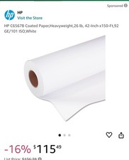 HP C6567B Coated Paper,Heavyweight,26 lb, 42-Inch x150-Ft,92 GE/101 ISO,White picture