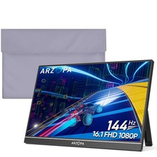ARZOPA Portable Monitor & Sleeve,16.1'' 144Hz 1080P FHD Laptop black picture