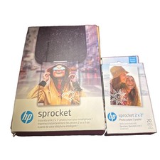 HP Sprocket Portable 2x3 Photo Printer Black Noir + 20 Sheets Zink Paper Bundle picture