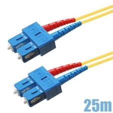 25M SC-SC UL Duplex 9/125 Single Mode Fiber Optic Cable Optical Cord OFNR Yellow picture