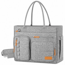 MOSISO 15.6in Laptop Teacher Tote Bag USB Charging Work Shoulder Briefcase Gray picture