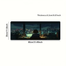 1pc Large Japanese Anime Night City Gaming Desk Mat - Oversized Non-Slip Rubbe picture