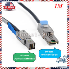 IBM 12GB/S Mini SAS High Density SFF-8644 to SFF-8088 1M Cable Cord 3.3FT picture