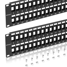 2 PCS 48 Port Blank Keystone Patch Panel Cat6 2U 19 Inch Rack Mount Ethernet picture
