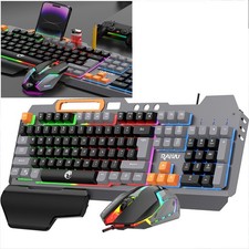 PC Rainbow LED Gaming Keyboard and Backlit Mouse Combo for Laptop Computer Game picture