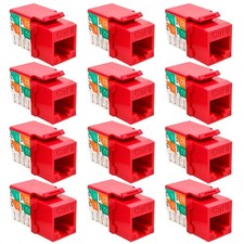 12 Pcs RJ45 Cat6 Network LAN Ethernet Keystone Jack 110 Punch Down Snap In Red picture