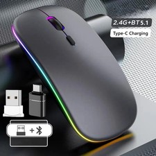 RGB Bluetooth Wireless Mouse Rechargeable USB Ergonomic Optical Mouse for Laptop picture