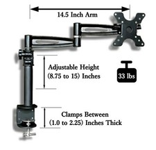 3-Way Adjustable Arm Desk Mount for 13-30 Inch Computer Monitor Screen Max 33lbs picture