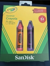 Sandisk Crayola 64GB  USB-C Flash Drive, 2PK Mango And Violet Brand New  picture