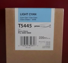 11/2013 New In Box Epson Genuine 220ml Ink T5445 Light Cyan Stylus 4000/9600 picture