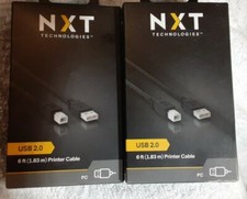 NXT Technologies 6' USB A Male/B Male Black NX29749 Lot of 2 picture