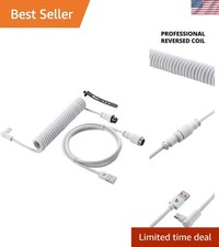 Pro Custom Coiled USB-C Cable for Gaming Keyboards - Angled Metal Aviator, 1.5M picture