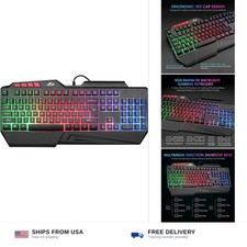 Rii RK202 RGB Gaming Keyboard Multiple Color Rainbow LED Backlit USB Wired Ga... picture