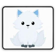 Cute Arctic Fox Gaming Mouse Pad | Kawaii White Fox Desk Mat picture