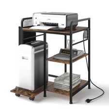 Printer Stand 24x18 Inch with 3-Outlet Charging Station - Organize Home Office picture
