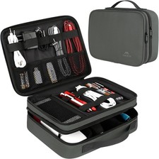Estuche Bolso Organizador De Cables Audifonos Teléfono, Cable, Tableta Negro NEW picture