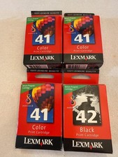 4 Genuine Lexmark 41 Color & 42 Black Ink Cartridges New - Expiration Unknown picture