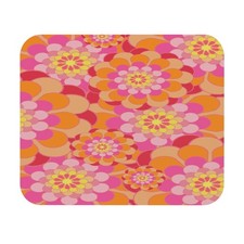 Retro Floral Pattern Mouse Pad | Pink Orange Yellow Flower picture