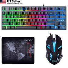 CHONCHOW 87 Keys TKL Gaming Keyboard and Mouse 13.5*5.5*1.2 inches, Black  picture