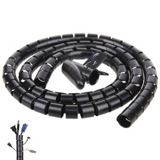 Black Spiral Winding Cable Management Pipe Wire Wrap Line Coiled Tube, Flexib... picture