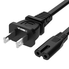 5 Core 2 Prong AC Power Cord 12Ft Replacement TV PlayStation PS4 PS5 Cable picture