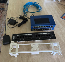 2 NETGEAR GS108v4 8-Port Gigabit Switches + 12-Port Cat5e Patch Panel Bundle picture
