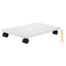 9x16in PC Stand, Computer Tower Stand Wood CPU Holder Mobile Cart, White picture