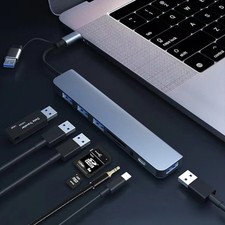 7/8 Port USB-C Hub Adapter - 5G Speed Multi Splitter for PC, Laptop & MacBook US picture