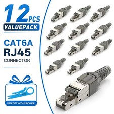 12PCS Cat6A Shielded RJ45 Field Termination Plug No Crimp Tool-Free 10Gbps STP picture