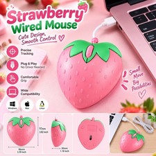 Strawberry Wired USB Mouse Cute Design with Smooth Control for Windows Mac Linux picture