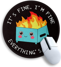 Dumpster on Fire round Mouse Pad 8.6 X 8.6 Inch, Cute Funny Mousepad for Laptop picture