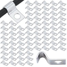 100 Pcs Silver Cable Wire Screw Clips 1/4 Inch, Zinc Plated Steel Clamp Outdoor picture