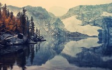 Landscape lake winter snow trees rocks nature mountains Custom Gaming Mat Desk picture