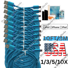 10Ft Braided USB Cable Fast Charging For Apple iPad iPhone 14 13 12 Charger Lot picture
