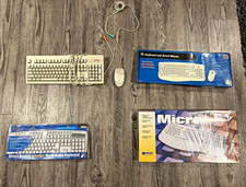 VINTAGE Compaq Wired PS/2 Standard Keyboard & Mouse Bundle English LOT OF 4 picture