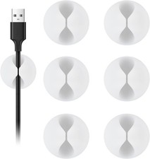 Elegant 6 Pack White Cable Clips for Neat Desk Organization & Management picture