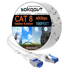 Cat 8 Ethernet Cable Slim 100ft Outdoor & Indoor, Pure Copper Cat8 Internet Cabl picture