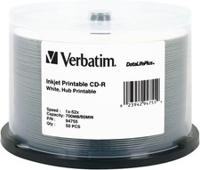 CD-R 700MB 52X DataLifePlus White Inkjet Printable, Hub Printable - 50pk Spin... picture