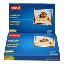 2 Staples Photo Plus Gloss Paper 4x6 - 60 Sheets Each Box New Old Stock & Sealed picture