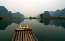Landscape river mountains china national park reflection Custom Gaming Mat Desk picture